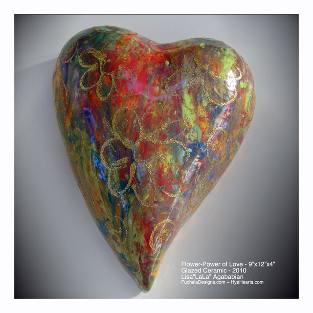 2010 Flower-Power of Love Ceramic Heart Wall Hanging