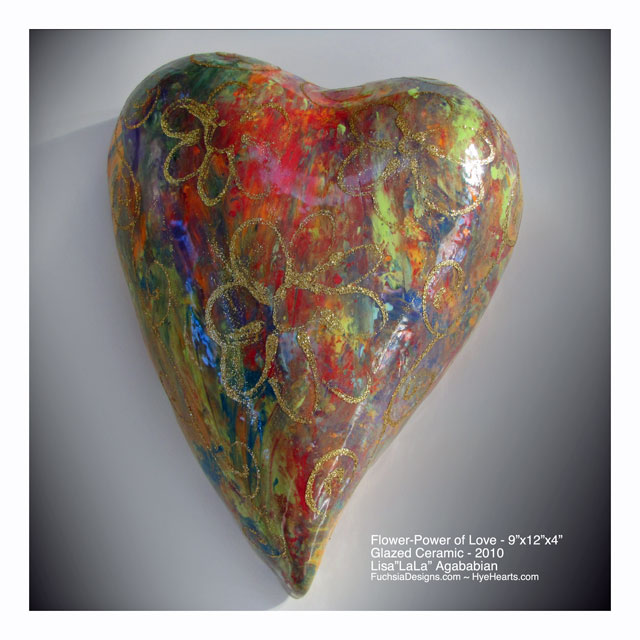 2010 Flower-Power Of Love Ceramic Heart Wall Hanging