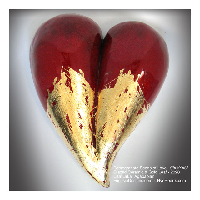 2020 Pomegranate Seeds of Love Ceramic Heart Wall Sculpture