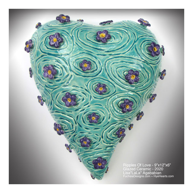 2020 Ripples of Love Ceramic Heart Wall Sculpture