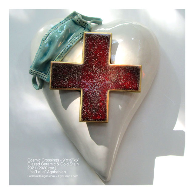 2021 Cosmic Crossings aka Relief Ceramic Heart Wall Sculpture