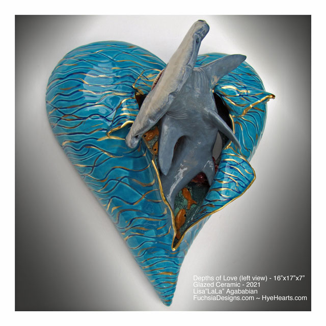 2021 Depths Of Love Hammerhead Ceramic Heart Wall Sculpture Commission