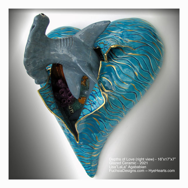 2021 Depths Of Love Hammerhead Ceramic Heart Wall Sculpture Commission