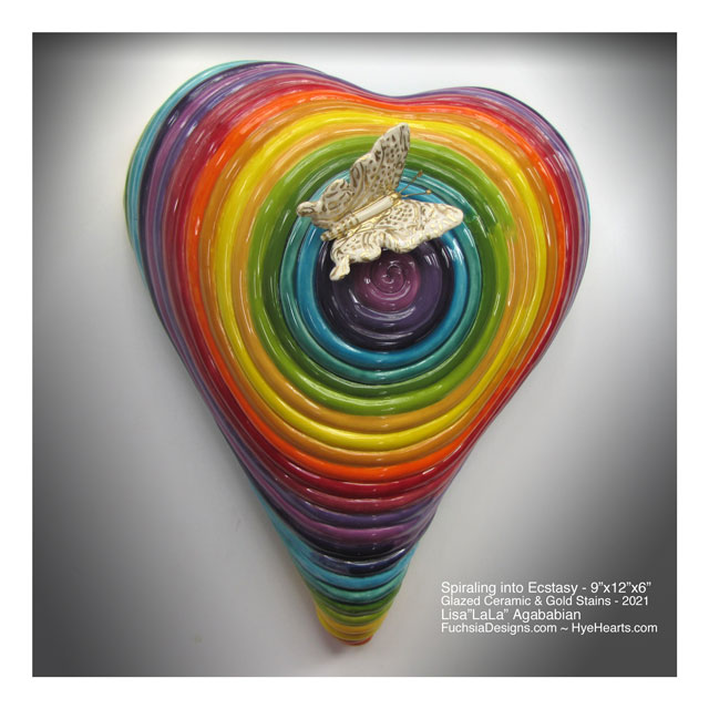 2021 Centering aka Rainbow Warrior Large Ceramic Heart Wall Hanging