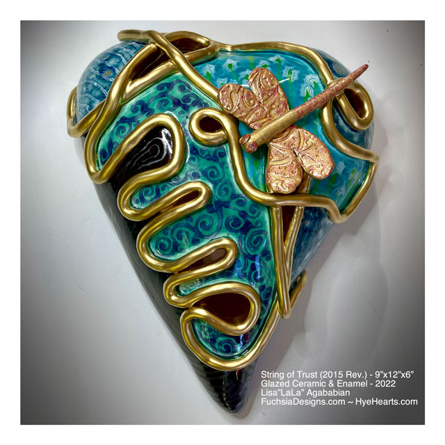 2022 String Of Trust (2015Rev) Large Ceramic Heart Wall Sculpture