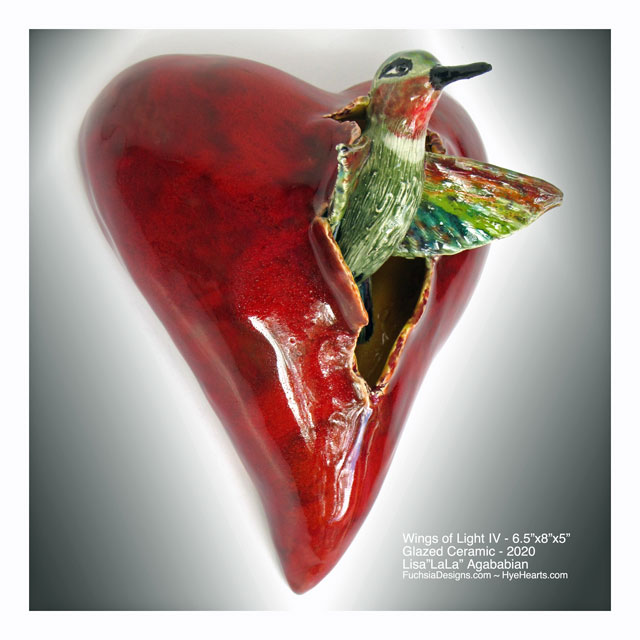 Smal Metalic Bird of Paradise Heart Wall Scupture