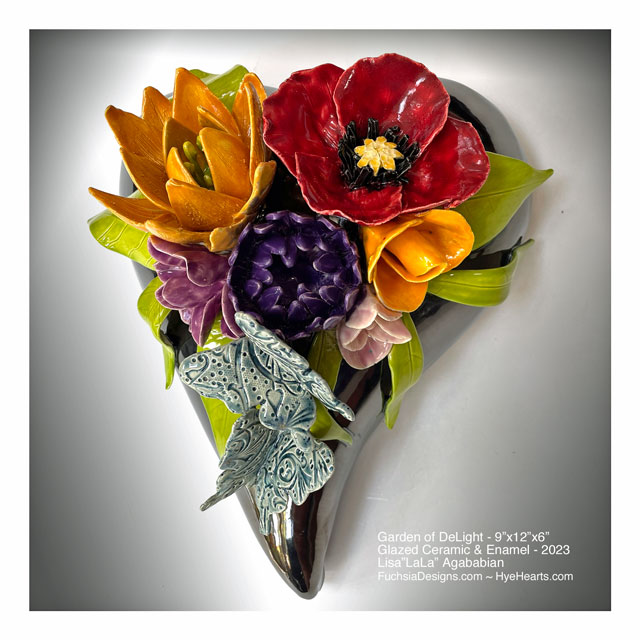 2023 Lilac Garden Ceramic Heart Sculpture
