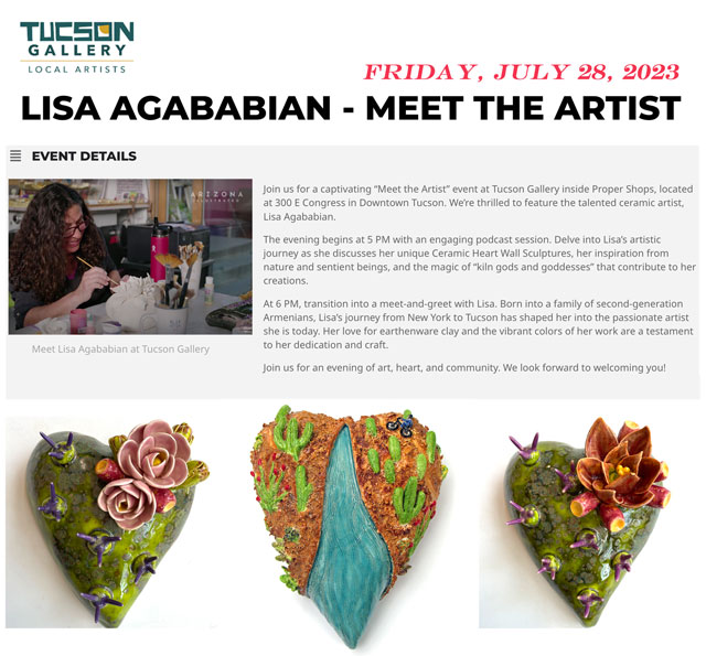 Tucson Gallery Featured Artist July 28, 2023