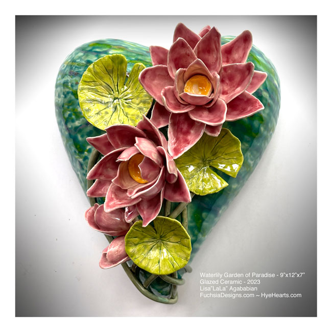 2023 Waterlily Garden of Paradise Large Heart Wall Sculpture